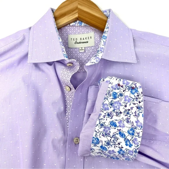 Ted Baker | Shirts | Ted Baker Endurance Long Sleeve Button Up Shirt Size 6  3435 Flip Cuff Floral | Poshmark